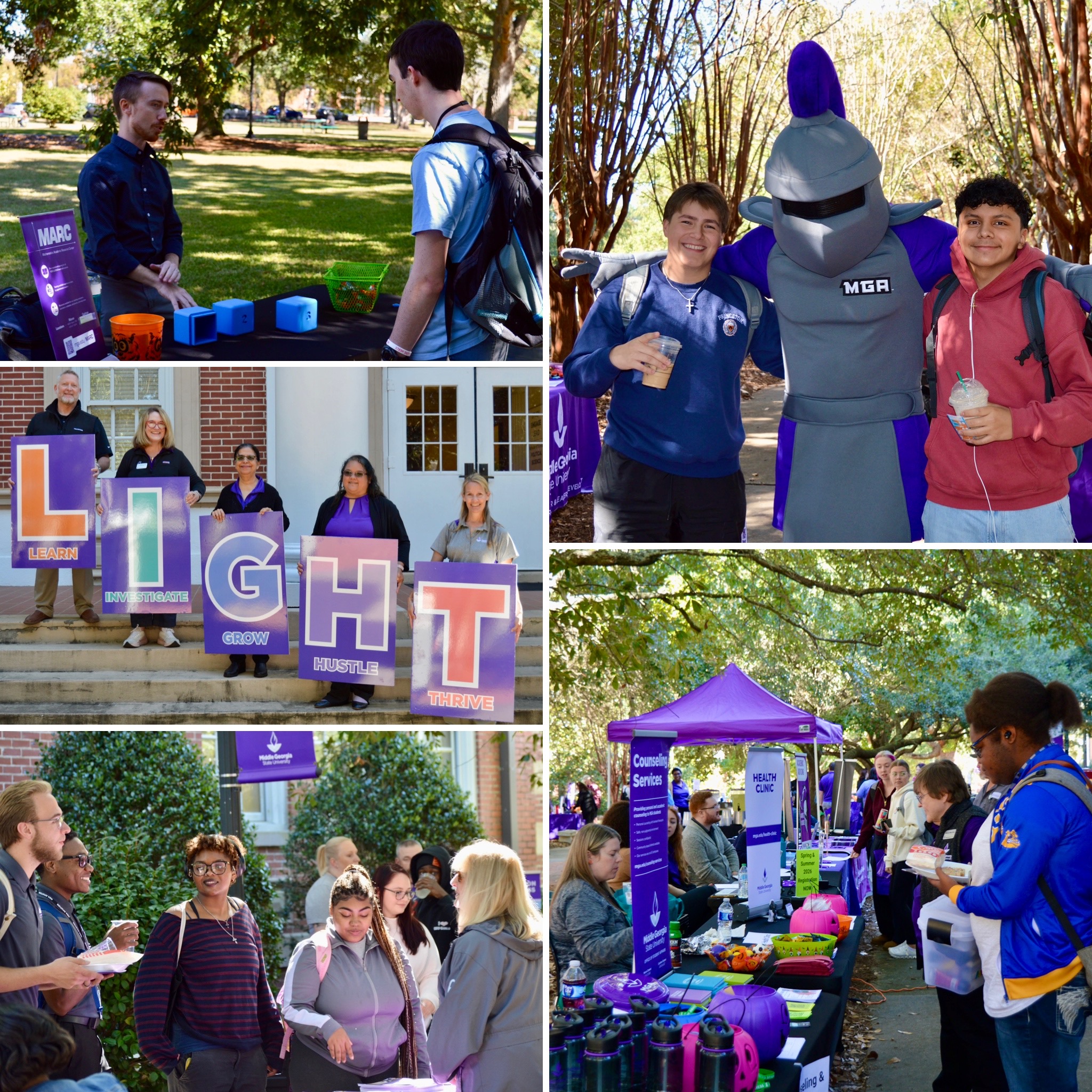 Collage of images showing students, faculty, and staff at the Light Your Path Festival in Cochran, GA.
